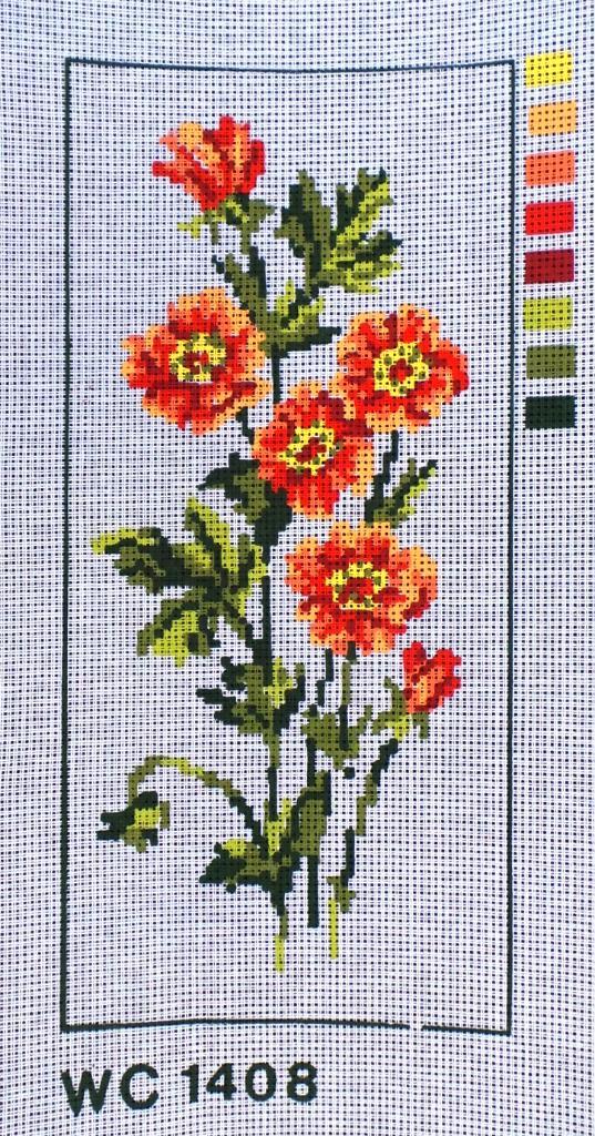 Cado voorbedrukt borduurstramien, oranje bloemen 1408, Hobby en Vrije tijd, Borduren en Borduurmachines, Nieuw, Onderdeel of Toebehoren