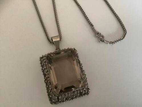 Antieke bijzondere zilveren ketting en hanger Rookkwarts, Sieraden, Tassen en Uiterlijk, Kettinghangers, Zo goed als nieuw, Zilver