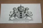 Antieke gravure - Het Wapen van Amsterdam - 1841 !!, Antiek en Kunst, Ophalen of Verzenden