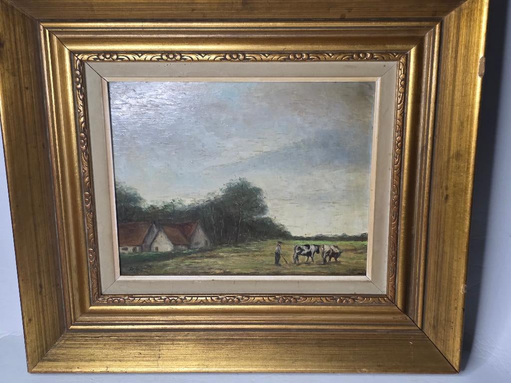 Antiek schilderij- Landschap, Ophalen of Verzenden