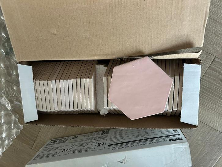 Zellige hexagon tegels roze – 3 dozen (WOW), Doe-het-zelf en Verbouw, Tegels, Nieuw, Wandtegels, Keramiek, Minder dan 20 cm, Minder dan 20 cm