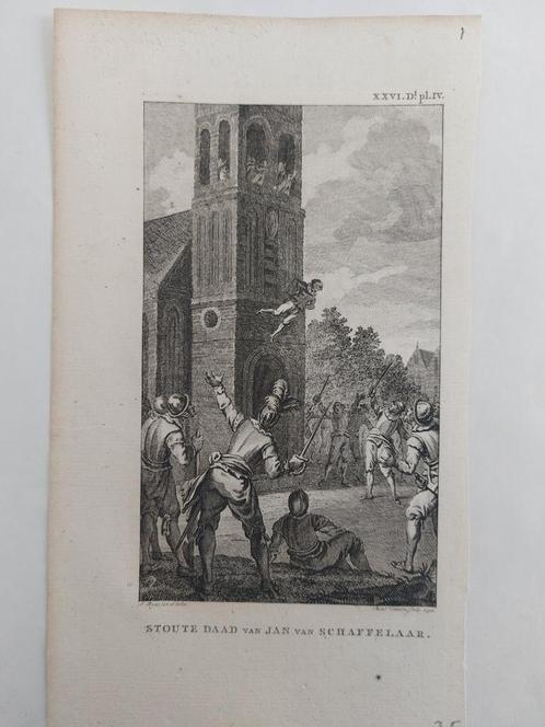 1 / Stoute daad van Jan van Schaffelaar Barneveld, Antiek en Kunst, Kunst | Etsen en Gravures, Ophalen of Verzenden