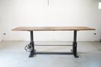 Industriële "Crank tafel", Huis en Inrichting, Tafels | Eettafels, Eikenhout, Rechthoekig, Nieuw, 200 cm of meer