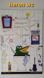 Olieverf Schilderij 2-luik - Krokodil Toilet Humor, Verzenden
