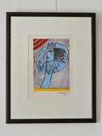 Corneille - Visage et Oiseau bleu - Handgesigneerd - 1996, Ophalen of Verzenden