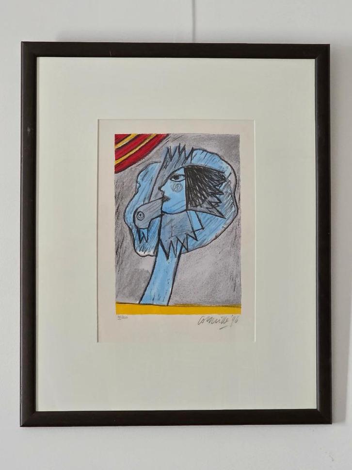 Corneille - Visage et Oiseau bleu - Handgesigneerd - 1996, Antiek en Kunst, Kunst | Litho's en Zeefdrukken, Ophalen of Verzenden