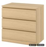IKEA MALM Chest of 3 Drawers – Oak Veneer (Used), Huis en Inrichting, Ophalen, Gebruikt, 50 tot 100 cm, 3 of 4 laden