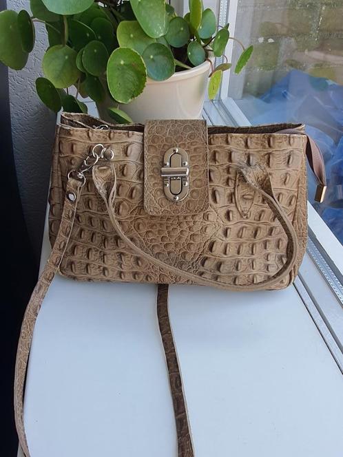 Borse in Pelle Beige Genuine Leather Schoudertas - 100% Leer, Sieraden, Tassen en Uiterlijk, Tassen | Damestassen, Schoudertasje