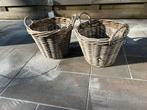 Rieten manden 2x met plastic binnenzak, Ophalen of Verzenden, Gebruikt, Rond, Riet