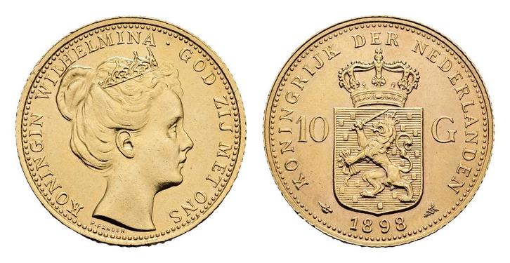 gouden tientje 10 gulden 1898 PR, Postzegels en Munten, Munten | Nederland, Losse munt, 10 gulden, Koningin Wilhelmina, Goud, Ophalen of Verzenden