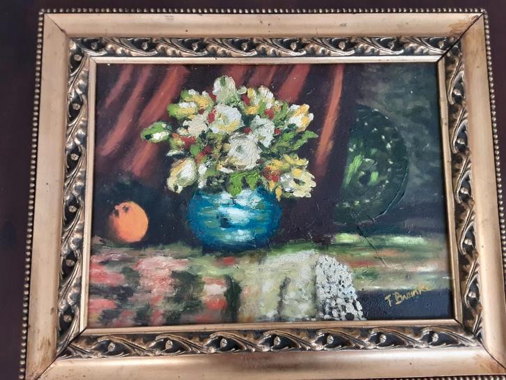 Olieverf Stilleven met Lijst, Gesigneerd, Antiek en Kunst, Kunst | Schilderijen | Klassiek, Ophalen