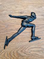 Gietijzeren plaquette schaatsrijder, Antiek en Kunst, Antiek | Speelgoed, Ophalen of Verzenden