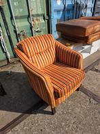 Vintage gestreepte fauteuil, Ophalen, Gebruikt, 75 tot 100 cm, 50 tot 75 cm
