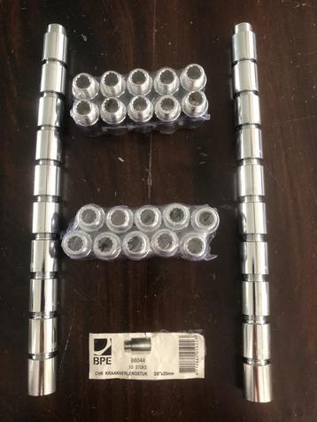 Kraanverlengers 3/8 x 25 mm. Chroom, nieuw.  beschikbaar voor biedingen