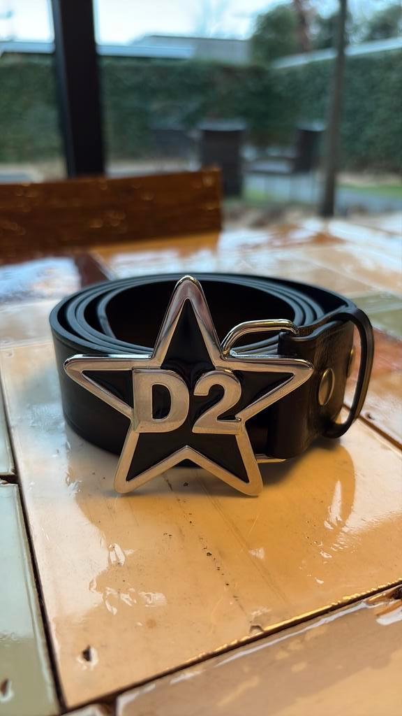 Dsquared2 Zwarte Leren Riem met Ster Gesp, Kleding | Heren, Riemen en Ceinturen, Nieuw, Riem of Ceintuur, 95 tot 105 cm, Zwart
