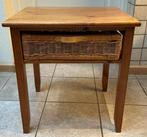 Houten Tafeltje met rieten lade, Ophalen, Zo goed als nieuw, 50 tot 100 cm, Minder dan 100 cm