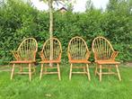 Windsor chairs, vintage spijlenstoelen, beuken, set van 4, Vier, Gebruikt, Ophalen of Verzenden, Engels Windsor Vintage brocante