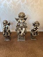 3 brocante engelen mat grijs zilver look, Ophalen, Zo goed als nieuw