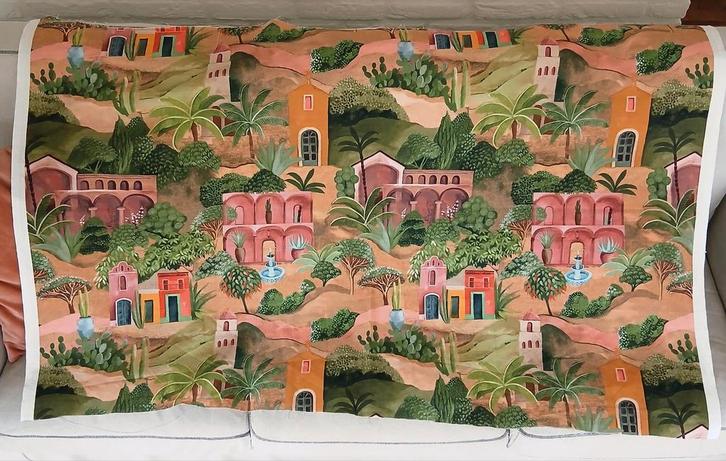 lap stof met o.a. palmbomen, cactussen, Hobby en Vrije tijd, Stoffen en Lappen, Nieuw, Katoen, 120 cm of meer, 30 tot 200 cm, Ophalen of Verzenden