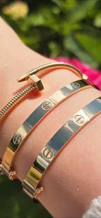 14k gouden spijkeramband en love armband bangle - NIEUW 🎁, Nieuw, Ophalen of Verzenden, Nvt, Nvt