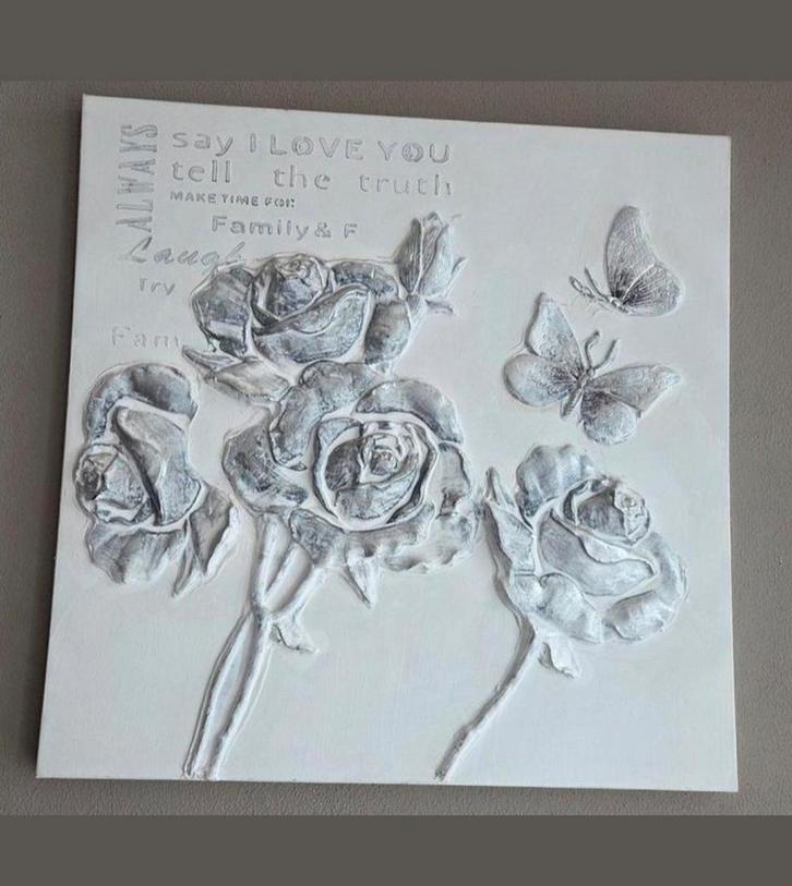 Mooi 3D Schilderij met Rozen en Vlinders, Antiek en Kunst, Kunst | Schilderijen | Klassiek, Ophalen of Verzenden