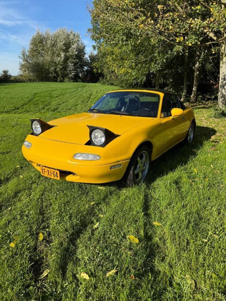 Mazda MX-5 1.6 Miata U9 1990 Geel, Auto's, Mazda, Particulier, MX-5, Airbags, Airconditioning, Alarm, Bluetooth, Centrale vergrendeling