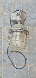 Industriële Poolse Fabriekslamp, Huis en Inrichting, Lampen | Hanglampen, Ophalen, Gebruikt, Glas, Minder dan 50 cm