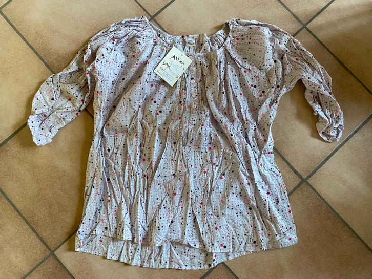 Aller Simplement Indiaas katoenen hemd L grijze patronen, Kleding | Dames, Tops, Nieuw, Maat 42/44 (L), Grijs, Lange mouw, Verzenden