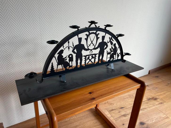 Metalen Adventsboog Kandelaar - Zwart, Huis en Inrichting, Woonaccessoires | Kandelaars en Kaarsen, Zo goed als nieuw, Kandelaar