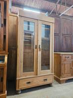 Prachtige antieke grenen linnenkast /kledingkast / halkast, Huis en Inrichting, Ophalen, 100 tot 150 cm, 200 cm of meer, Glas