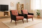 Retro vintage design fauteuils, stoelen, set van 2 zetels, Ophalen, Gebruikt, Twee, Overige kleuren