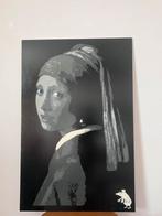 Meisje met de parel graffiti kunst grijstinten, Antiek en Kunst, Ophalen of Verzenden