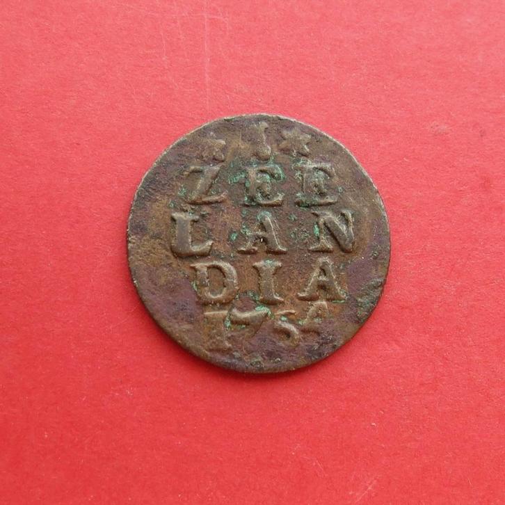 Duit Zeeland 1754 Zeelandia Luctor et Emergo Middelburg (1), Postzegels en Munten, Munten | Nederland, Losse munt, Overige waardes