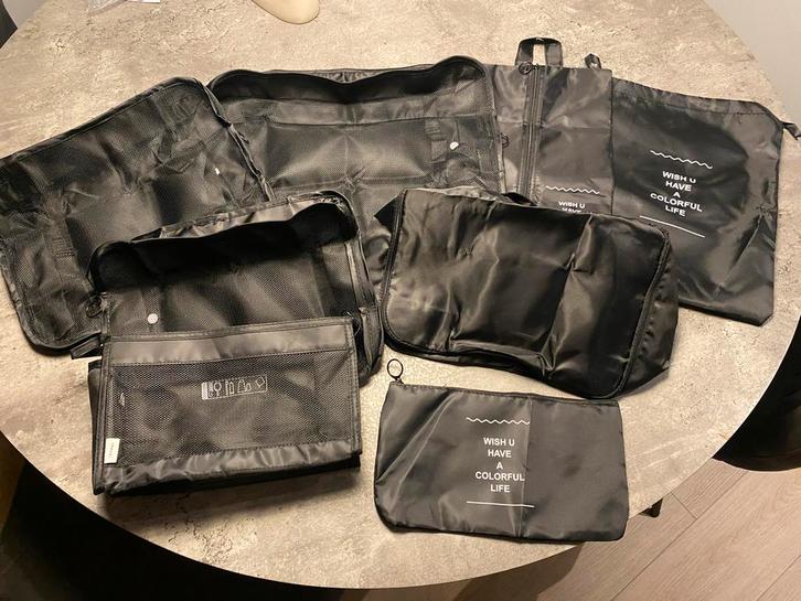 Packing Cubes -  Set van 8, Sieraden, Tassen en Uiterlijk, Tassen | Reistassen en Weekendtassen, Nieuw, Zwart, 40 tot 60 cm, 20 tot 30 cm