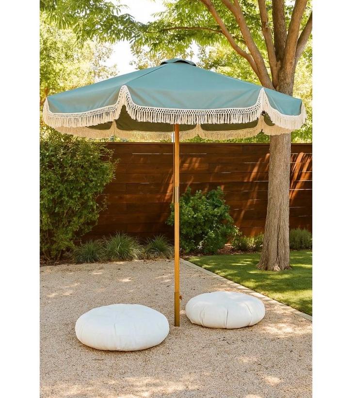 Casa Volantes Parasol Ø300cm Khaki Groen, Tuin en Terras, Parasols, Nieuw, Stokparasol, 2 tot 3 meter, Waterdicht, Verzenden