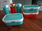 Mepal broodtrommel en drinkbeker set rood blauw, Ophalen of Verzenden, Gebruikt