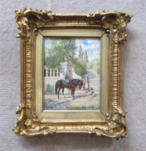 =Franz Quaglio (1844-1920)====ontmoeting in het park=, Antiek en Kunst, Kunst | Schilderijen | Klassiek, Ophalen of Verzenden