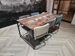 Unieke eettafel met industrieel onderstel 180x90cm, Huis en Inrichting, Tafels | Eettafels, Ophalen, 50 tot 100 cm, Vijf personen of meer