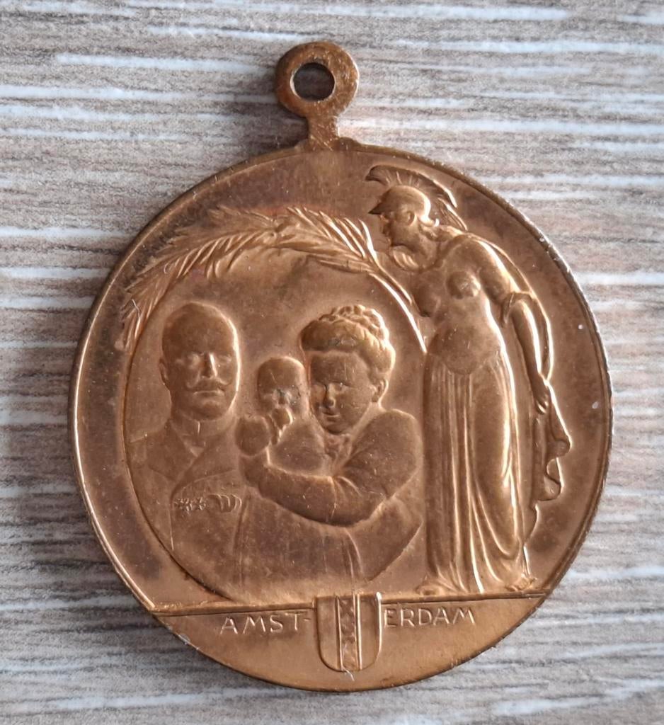 Herdenkingspenning Prinses Juliana 1909, Postzegels en Munten, Penningen en Medailles, Ophalen of Verzenden
