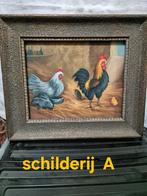 Schilderij A ---- Haan, kip, kuiken, Antiek en Kunst, Kunst | Schilderijen | Klassiek, Ophalen