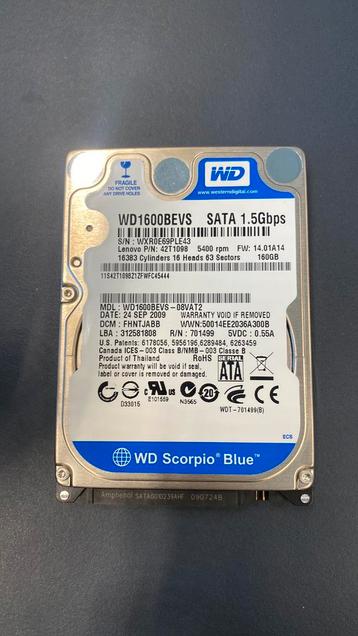 Western Digital Scorpio Blue 160GB beschikbaar voor biedingen
