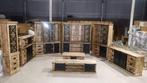 Industrieel dressoir mangohout met schuifdeur, 120cm, Huis en Inrichting, Nieuw, 25 tot 50 cm, 100 tot 150 cm, Metaal
