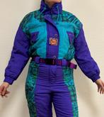 Vintage skipak - paars, turquoise, groen met print maat M/L, Kleding | Dames, Wintersportkleding, Maat 38/40 (M), Ophalen of Verzenden
