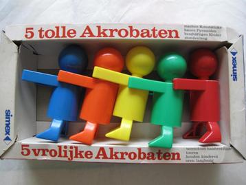 Vintage Simex 5 vrolijke Akrobaten speelgoed
