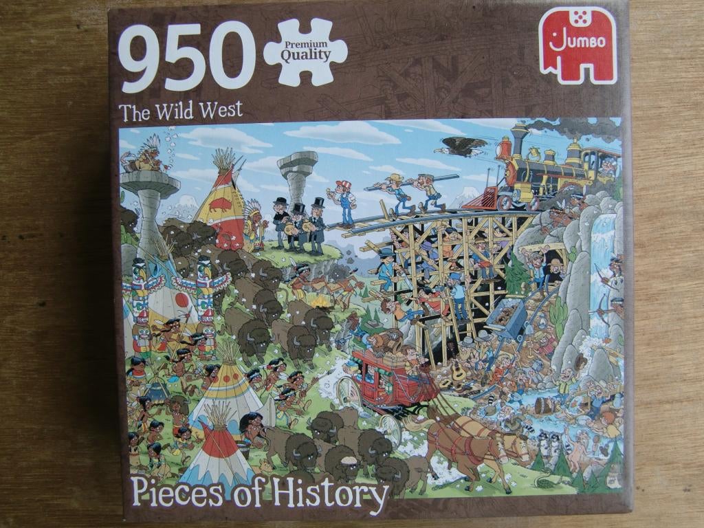 34LP: Legpuzzel Jumbo: Pieces of history – The Wild West, Hobby en Vrije tijd, Denksport en Puzzels, Ophalen of Verzenden, 500 t/m 1500 stukjes