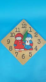 Vintage houten klok, leren klok kijken, Sio Holland. K13, Kinderen en Baby's, Speelgoed | Houten speelgoed, Tweedehands verkoop
