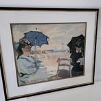 Claude Monet: The Beach at Trouville- 63 x 73 cm, Antiek en Kunst, Kunst | Litho's en Zeefdrukken, Ophalen of Verzenden