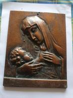 Brons plaquette Maria met kind massief Wandbord, Antiek en Kunst, Ophalen
