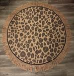 Luipaardprint Tapijt met Franjes, Ophalen, Rond, Zo goed als nieuw, Beige