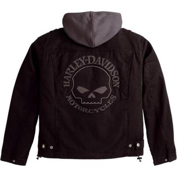 Harley canvas jack met hoodie, Skull, Zwart/grijs, nieuw beschikbaar voor biedingen